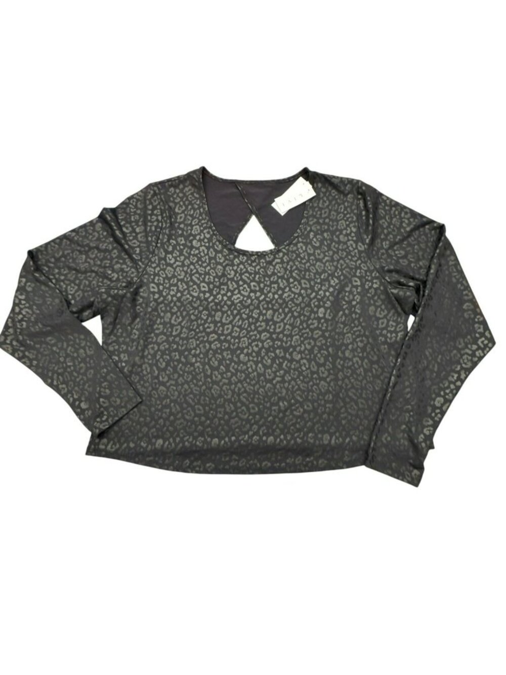 Livi Lane Bryant Workout Top 26/28 4X Cutout Long Sleeve Black Leopard Active